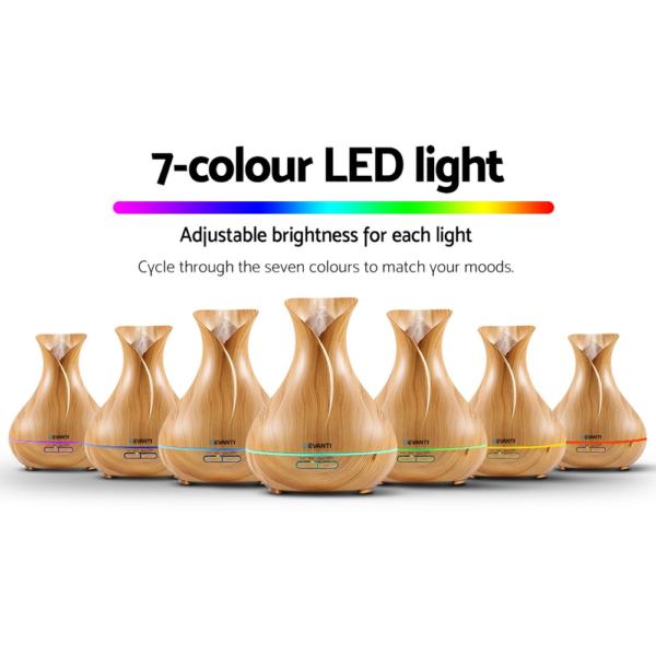 Devanti 400ml 4 in 1 Aroma Diffuser remote control - Light Wood - Image 6