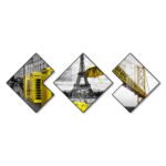 3 piece World Famous Cities Crystal Porcelain painting Aluminum alloy frame