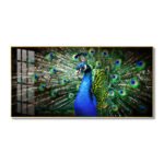 Magnificent Peacock Feng Shui Crystal porcelain painting Aluminum alloy frame