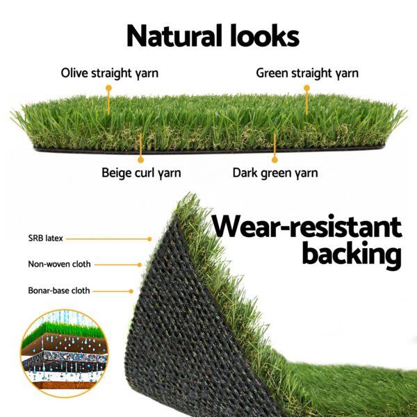 Primeturf Artificial Grass 30mm 2mx5m 40SQM Synthetic Fake Lawn Turf Plastic Plant 4-coloured - Image 6