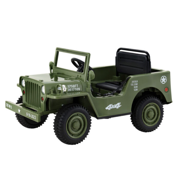 Rigo Kids Electric Ride On Car Jeep Military Off Road Toy Cars Remote 12V Olive - Image 4