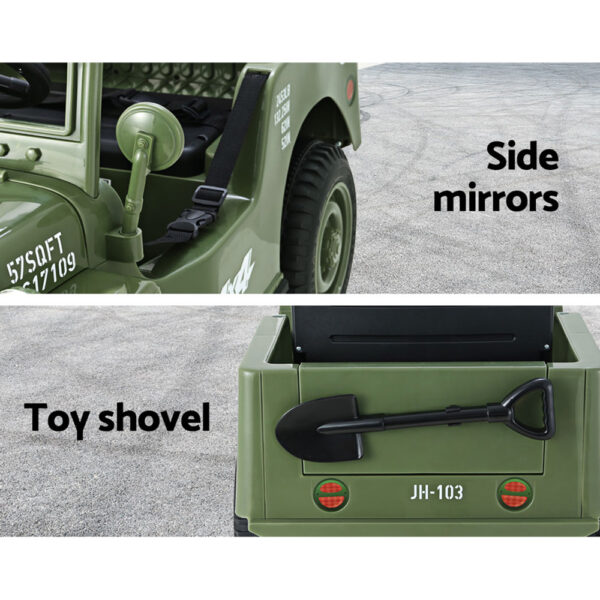 Rigo Kids Electric Ride On Car Jeep Military Off Road Toy Cars Remote 12V Olive - Image 7