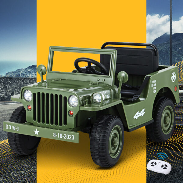 Rigo Kids Electric Ride On Car Jeep Military Off Road Toy Cars Remote 12V Olive - Image 8