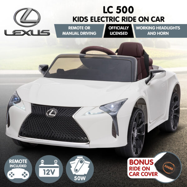 Kahuna Licensed Lexus Lc 500 Kids Electric Ride On Car - White - Image 2