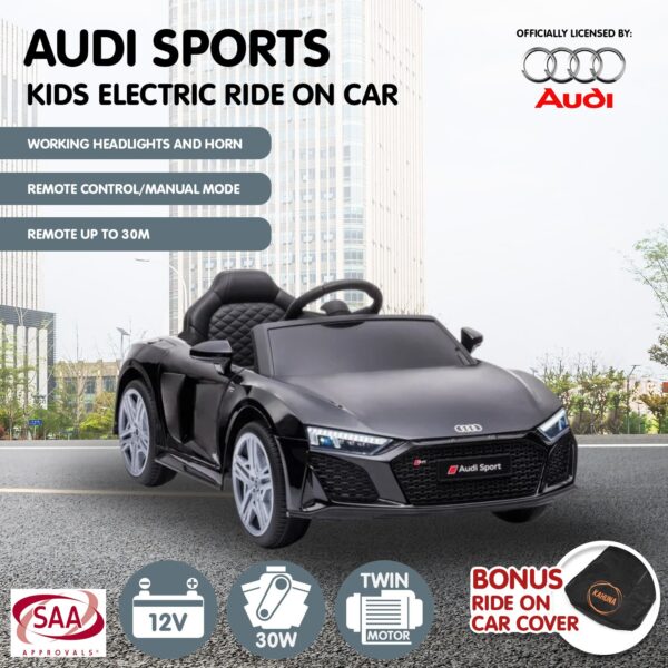 Kahuna Audi Sport Licensed Kids Electric Ride On Car Remote Control - Black - Image 12