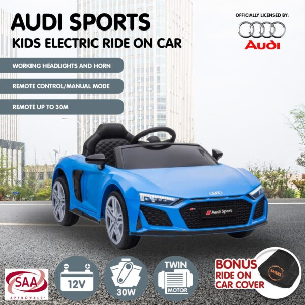 Kahuna Audi Sport Licensed Kids Electric Ride On Car Remote Control - Blue - Image 12