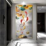 Koi Fish and Ginkgo Leaf Crystal porcelain painting Aluminum alloy frame with 5D Diamond - Image 4