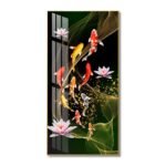 Nine Koi Fish and Pink Lotus Abstract Crystal porcelain painting Aluminum alloy frame with 5D Diamond