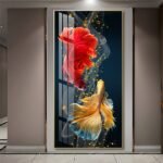 Bright Moon shining its Golden light on a Golden Deer and Golden Money Tree Crystal porcelain painting Aluminum alloy frame with 5D Diamond - Image 6