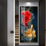 Bright Moon shining its Golden light on a Golden Deer and Golden Money Tree Crystal porcelain painting Aluminum alloy frame with 5D Diamond - Image 7