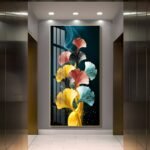 Adoring and colourful Ginkgo Leaf Crystal porcelain painting Aluminum alloy frame with 5D Diamond - Image 4