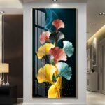 Adoring and colourful Ginkgo Leaf Crystal porcelain painting Aluminum alloy frame with 5D Diamond - Image 3