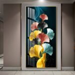 Adoring and colourful Ginkgo Leaf Crystal porcelain painting Aluminum alloy frame with 5D Diamond - Image 2