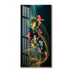 Colourful Koi Fish Crystal porcelain painting Aluminum alloy frame with 5D Diamond