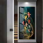 Colourful Koi Fish Crystal porcelain painting Aluminum alloy frame with 5D Diamond - Image 5