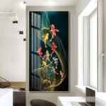 Colourful Koi Fish Crystal porcelain painting Aluminum alloy frame with 5D Diamond - Image 4