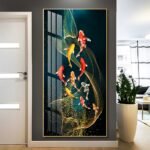 Colourful Koi Fish Crystal porcelain painting Aluminum alloy frame with 5D Diamond - Image 2