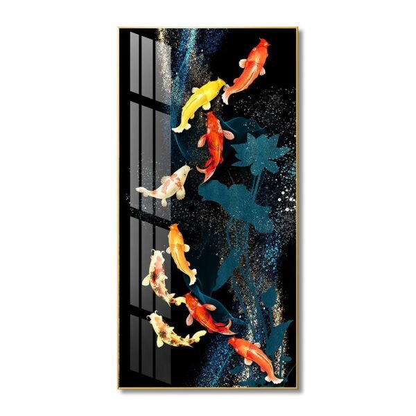 9 Colourful Koi Fish Crystal porcelain painting Aluminum alloy frame with 5D Diamond