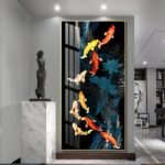 Nine Koi Fish and Pink Lotus Abstract Crystal porcelain painting Aluminum alloy frame with 5D Diamond - Image 11