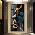 Nine Koi Fish and Pink Lotus Abstract Crystal porcelain painting Aluminum alloy frame with 5D Diamond - Image 12