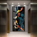 Nine Koi Fish and Pink Lotus Abstract Crystal porcelain painting Aluminum alloy frame with 5D Diamond - Image 13