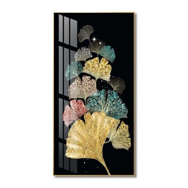 Adoring and colourful Ginkgo Leaf Crystal porcelain painting Aluminum alloy frame with 5D Diamond