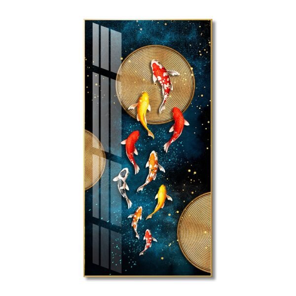 Colourful Koi Fish Crystal porcelain painting Aluminum alloy frame with 5D Diamond