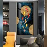 Colourful Koi Fish Crystal porcelain painting Aluminum alloy frame with 5D Diamond - Image 4