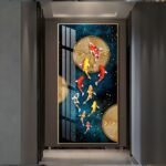 Colourful Koi Fish Crystal porcelain painting Aluminum alloy frame with 5D Diamond - Image 2