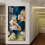 Bright Moon shining its Golden light on a Golden Deer and Golden Money Tree Crystal porcelain painting Aluminum alloy frame with 5D Diamond - Image 18