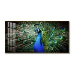 Magnificent Peacock Feng Shui Crystal porcelain painting Aluminum alloy frame