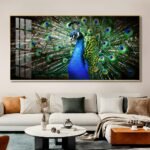 Magnificent Peacock Feng Shui Crystal porcelain painting Aluminum alloy frame - Image 5