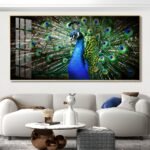 Magnificent Peacock Feng Shui Crystal porcelain painting Aluminum alloy frame - Image 4