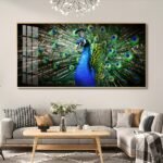 Magnificent Peacock Feng Shui Crystal porcelain painting Aluminum alloy frame - Image 2