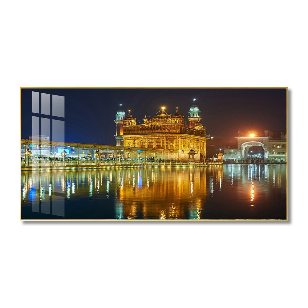 27 The Golden Temple Sikh Religious Crystal porcelain painting Aluminum alloy frame - Image 1
