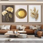 3 Piece Golden Nature Symbols Crystal porcelain painting Aluminum alloy frame - Image 4