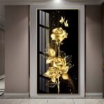 Golden Abstract Flower Crystal porcelain painting Aluminum alloy frame with 5D Diamond - Image 5