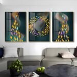 3 piece Beautiful Fish Abstract Crystal porcelain painting with Aluminum alloy frame and 5D Diamond - Image 5