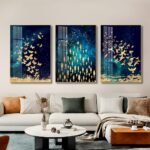 Modern Pink and Gold Abstract Crystal porcelain painting with Aluminum alloy frame - Image 11