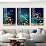 Modern Pink and Gold Abstract Crystal porcelain painting with Aluminum alloy frame - Image 12