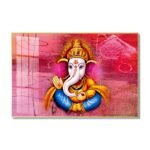 Lord Gunesha Hindu Vastu Shastra Crystal Porcelain painting with Aluminium Alloy Frame