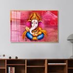 Lord Gunesha Hindu Vastu Shastra Crystal Porcelain painting with Aluminium Alloy Frame - Image 2