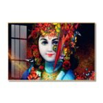 Lord Krishna; Hindu God Crystal Porcelain painting with Aluminium Alloy Frame