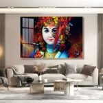 Lord Krishna; Hindu God Crystal Porcelain painting with Aluminium Alloy Frame - Image 2