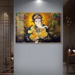 Lord Gunesha Hindu Vastu Shastra Crystal Porcelain painting with Aluminium Alloy Frame - Image 4