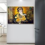 Lord Gunesha Hindu Vastu Shastra Crystal Porcelain painting with Aluminium Alloy Frame - Image 3