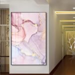 Modern Pink and Gold Abstract Crystal porcelain painting with Aluminum alloy frame - Image 4