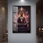 Buddha Meditation Feng Shui Crystal porcelain painting Aluminum alloy frame - Image 4