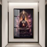 Buddha Meditation Feng Shui Crystal porcelain painting Aluminum alloy frame - Image 3