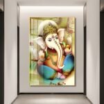 Lord Gunesha Hindu Vastu Shastra Crystal Porcelain painting with Aluminium Alloy Frame - Image 3